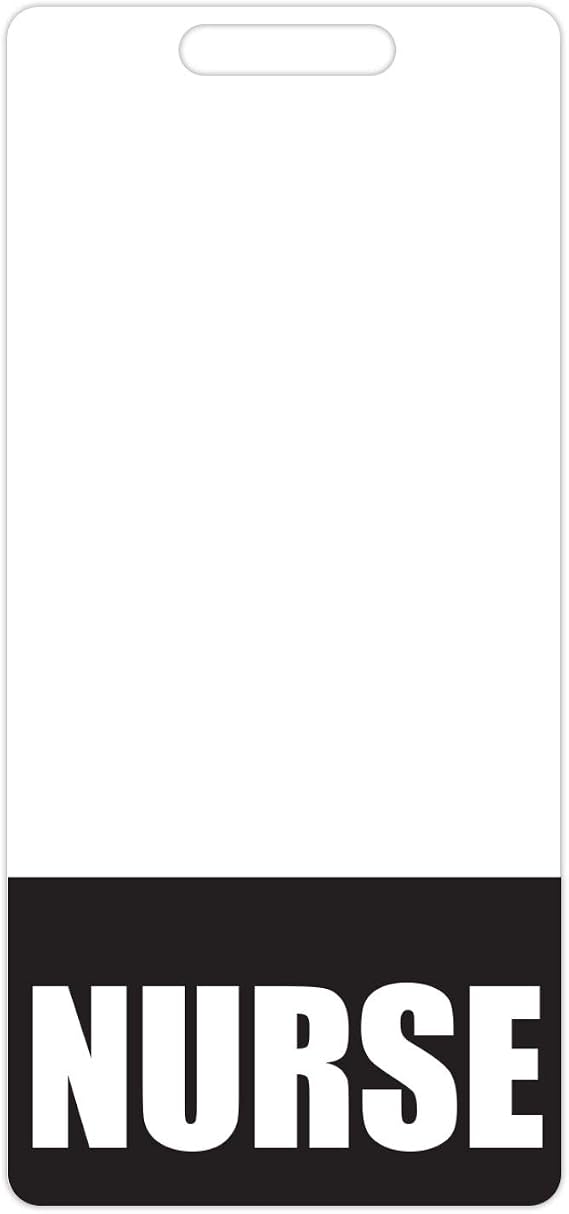 Nurse Badge Buddy (Black) - Vertical Heavy Duty Badge Tags for Nurses - Double Sided Identification Card
