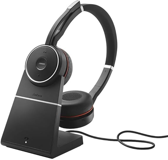 Jabra Evolve 75 MS Wireless Headset, Stereo Includes Link 370 USB Adapter and Charging Stand Bluetooth Headset with World-Class Speakers, Active Noise-Cancelling Microphone, All Day Battery