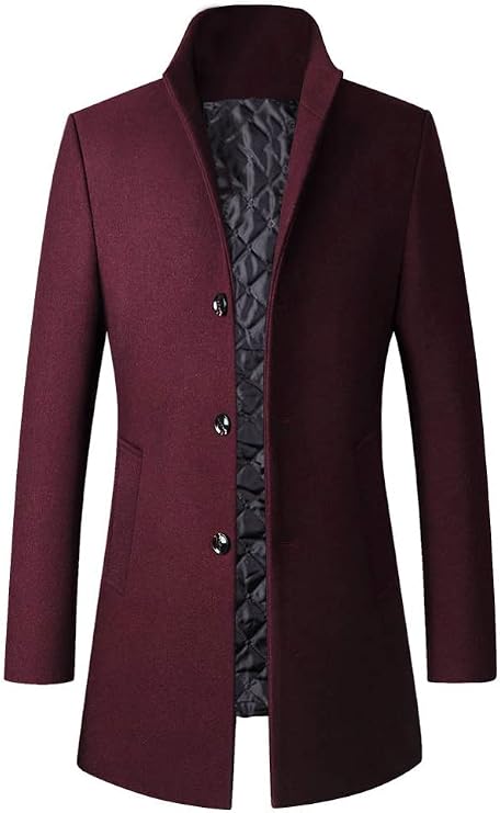 Lavnis Men's Winter Trench Coat Wool Blend Single Breasted Pea Coat