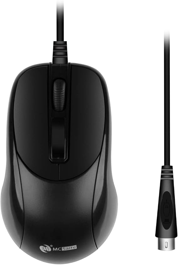 MCSaite Wired PS2 Optical Mouse - 3 Button with 1000 DPI Resolution for PC, Desktop, Laptop, Computer, Black