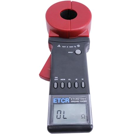 Portable Digital Ground Resistance Tester ETCR2100+ Earth Resistance Measurement Tester 0.01-1200ohm with RS232 Interface 99 Sets Data Memory