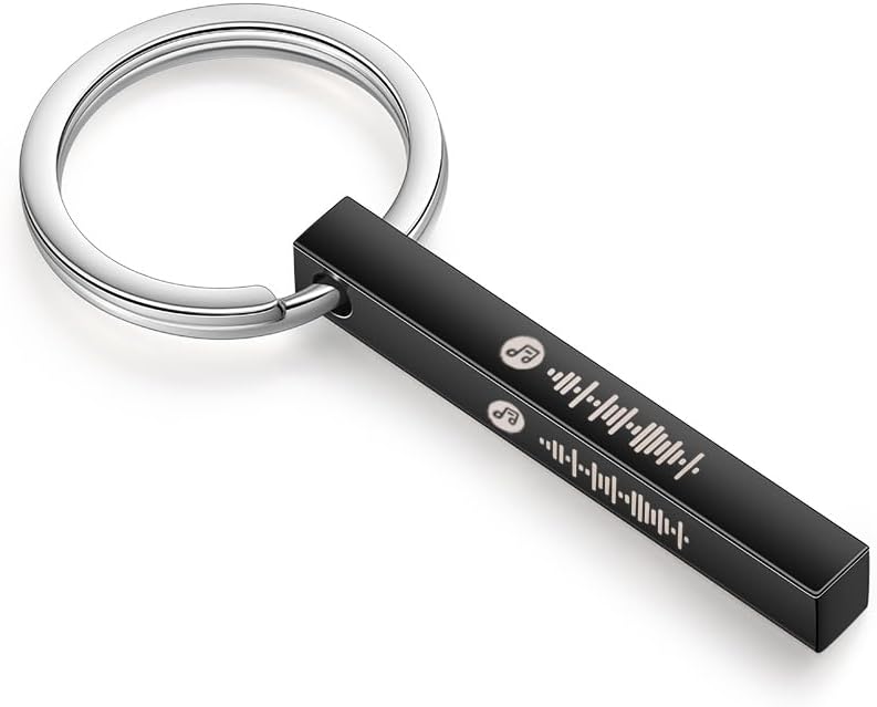 JewelOra Personalized Music Spotify Scan Code Keychain Custom Keychain Ring for Men/Women