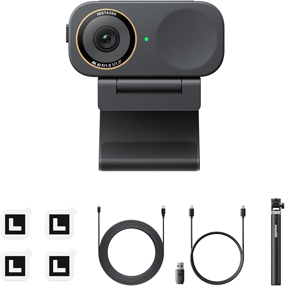 Insta360 Link 2C Pro Creator Bundle – 4K Webcam for PC/Mac, 1/1.3” Sensor, Low-Light, Auto Framing, HDR, Directional Noise-Canceling Mics, Supports Stream Deck, Zoom, Teams, Twitch for Streaming