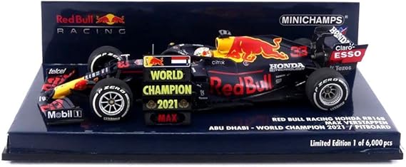 Minichamps Red Bull Racing RB16B Max Verstappen World Champion 2021 - Winner Abu Dhabi with Pitboard