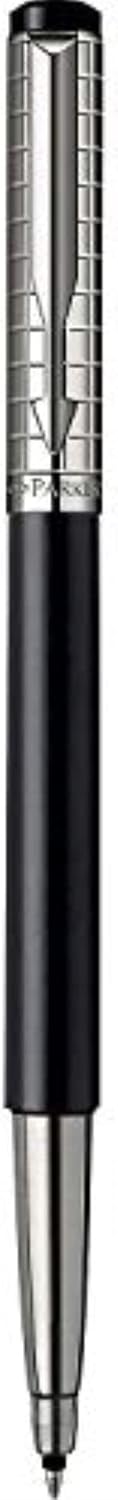 Parker Vector Premium Black Stainless Steel Chiselled Roller Ball Pen Medium Point Blue Ink