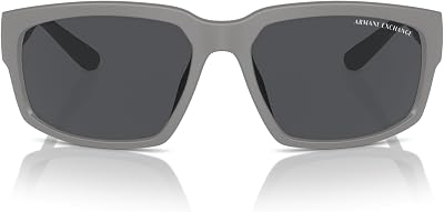 Armani Exchange Man Sunglasses Matte Grey Frame, Dark Grey Lenses, 61MM