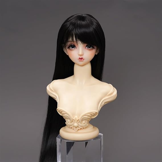 BJD Doll Hair Wigs, Soft Wig Hair Long Straight Doll Wig BJD Doll Wig for 1/3 1/4 1/6 BJD Doll(Black,1/3)