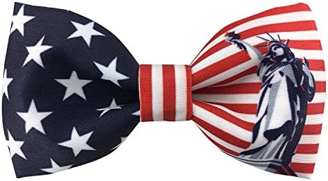 GUUNIEE Satin Silk Mens Pre-tied Bowtie Stars Stripes American Flag Solid Bow Ties
