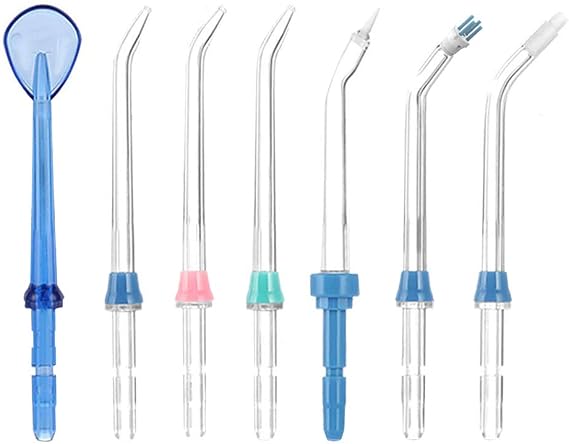 Dental Water Flosser nozzles, TUREWELL 7PCS Replacement Standard and Functional Jet Tips for Family Oral Irrigator FC165, FC168, FC169, FC166, FC163, FC162, FC188, FC288