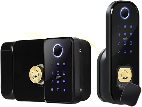 Smart Door Lock, Waterproof Smart Lock For Gate Outdoor Keyless Electric Rim Double Sided Fingerprint Reader Lock With Ttlock App,Home Office Apartment(Double side)