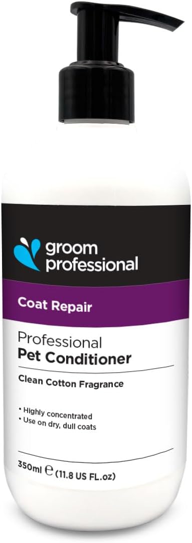 Groom Professional Coat Repair Professional Pet Conditioner, Clean Cotton Fragrance, Concentrated Formula for Dry Dull Coats, (350ml white)
