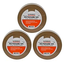 U-Haul Moving Box Paper Tape (Ideal for Moving, Packing, Storage Boxes) - Pack of 3 Rolls (55 Yard Rolls, 165 Yards Total) - Easily Tears by Hand