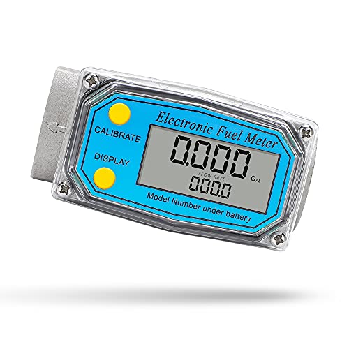 CGOLDENWALL 1 inch 34 inch Turbine Flow Meter 2.5~26GPM Fuel Meter Digital Liquid Flowmeter with with 2 NPT Adapters Flow Meter for Water, Diesel, Kerosene, Gasoline with Gallon Unit