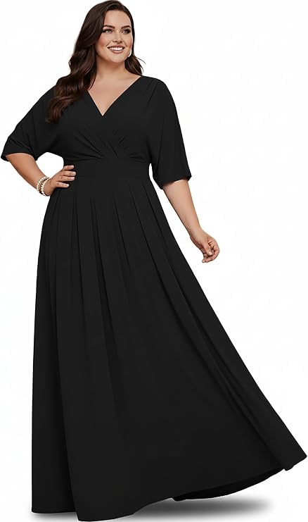 KOH KOH Womens Long Pleated Flowy Modest Evening Wedding Guest Maxi Dress