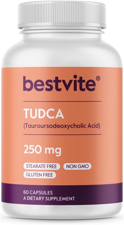 BESTVITE TUDCA 250mg 60 Capsules Tauroursodeoxycholic Acid - No Stearates - Gluten Free - Non GMO