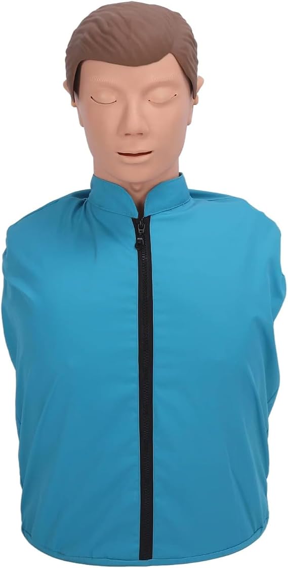 Half Body 70Cm Training Doll Cardiopulmonary Resuscitation Mannequin Resuscitation Doll with Interchangeable Face Skin First Aid with Bag