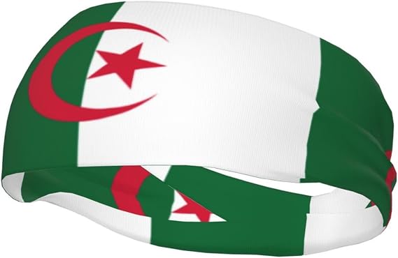 Men Women Outdoor Sports Sweatband, Algeria Algerians Classic Flag Double-Sided Printed Headband,Breathable Quick Dry Sweat Absorbing Athletic