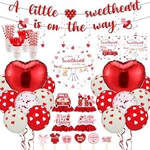 Realspring 175 Pcs a Little Sweetheart Is on The Way Party Supplies Sweet Baby Shower Decorations Little Sweetheart Baby Shower Disposable Dinnerware for Sweet Party Decor Serve 24