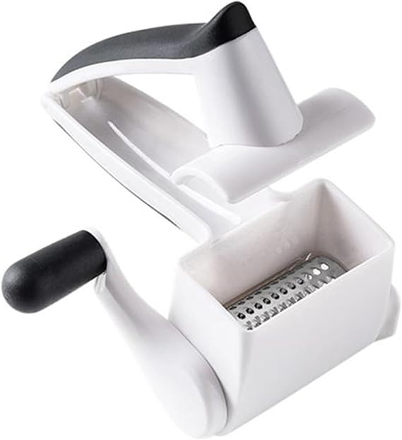 Classic Rotary Cheese Grater,Hand Crank Cheese Shredder- Vegetable, Chocolate, Hard Cheese & Nut Grater White