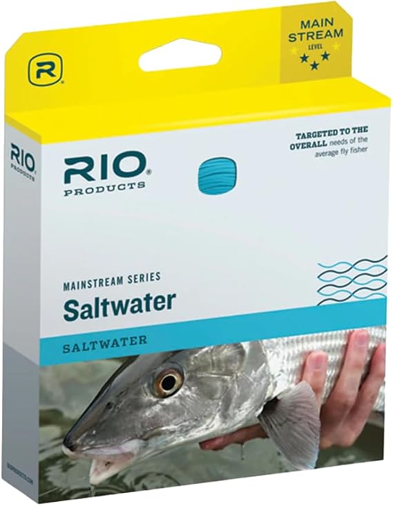 RIO Products Mainstream Saltwater Fly Line, Floating Saltwater Fly Fishing Line, Easy Casting for Any Angler Targeting Bonefish, Permit, Tarpon, and Other Species, Blue