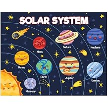 Above All Advertising Solar System Educational Poster ABATex Fabric Wall Chart for Kids Classroom Decor, Space Learning Science Poster, Planets Wall Art, Elementary Homeschool (11" x 17")