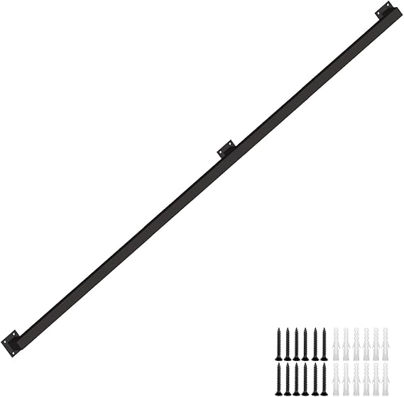 Metal Industrial Pipe Stair Handrail, 1ft-20ft Staircase Handrail, Black Galvanized Industrial Pipe Railing Indoor&Outdoor Stair Railing/Safety Handle with Wall Mount Support (Size : 12ft/360cm)