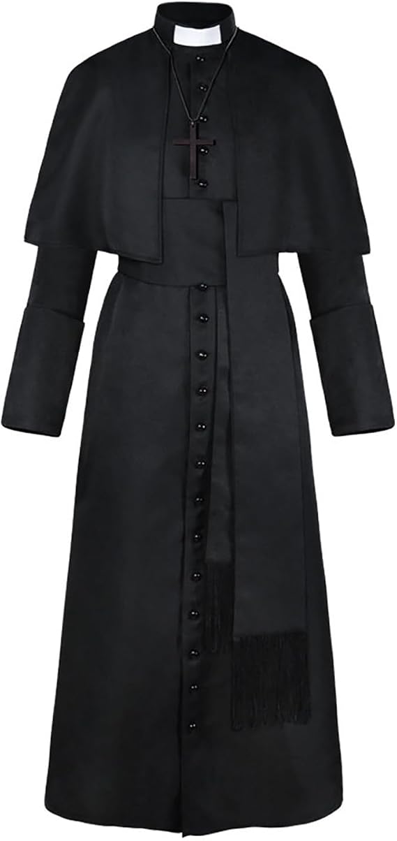Gothden Tunic Costume Medieval Monk Priest Renaissance Cosplay Full Set Halloween Cosplay for Adult Mens