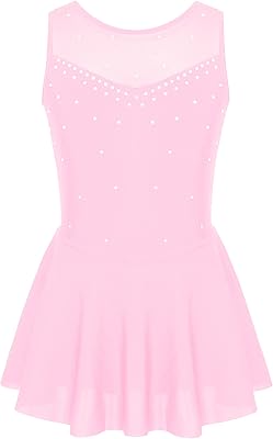 Girls Kids Sparkly Rhinestone Figure Ice Skating Dress Ballet Dance Tutu Skirt Leotard Gymnastic Costume Outfit