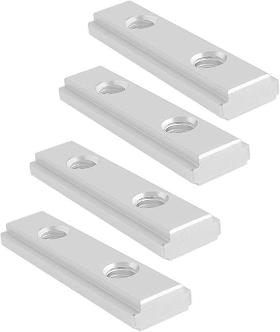 4pcs T-Slot Nut M6 Double Groove Guide Rail Slider 50x6mm T-Slot Guide Rail Slider for Bench Saw Bench Drill Band Saw DIY Workbench Guide, Silver
