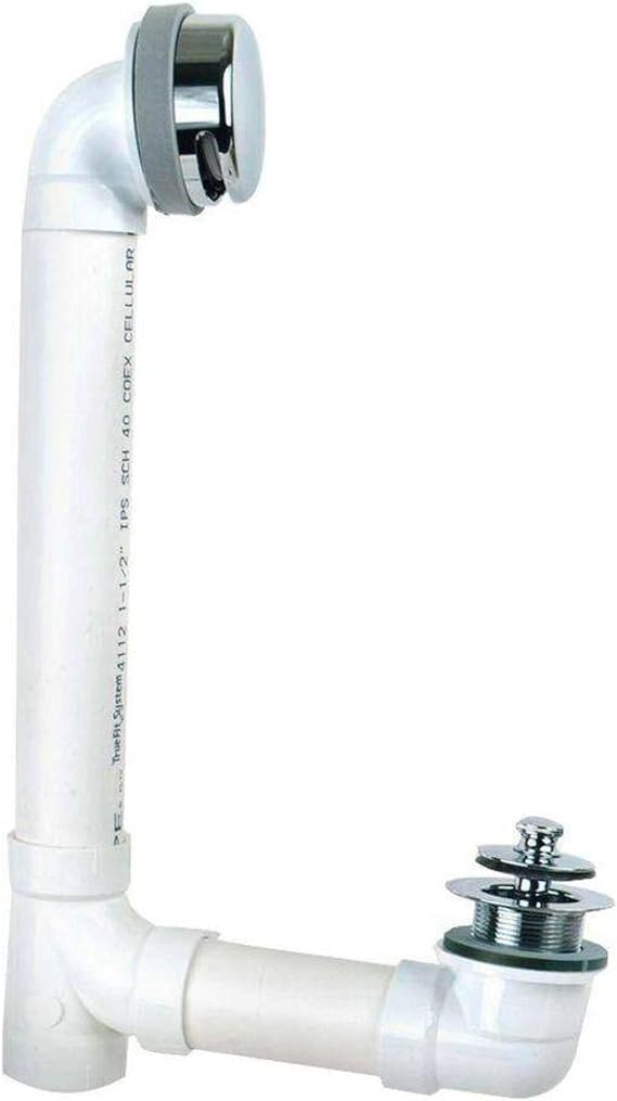 900 Series 16 in. SCH. 40 PVC Bath Waste w-Lift-Turn Bath Stopper, Chrome