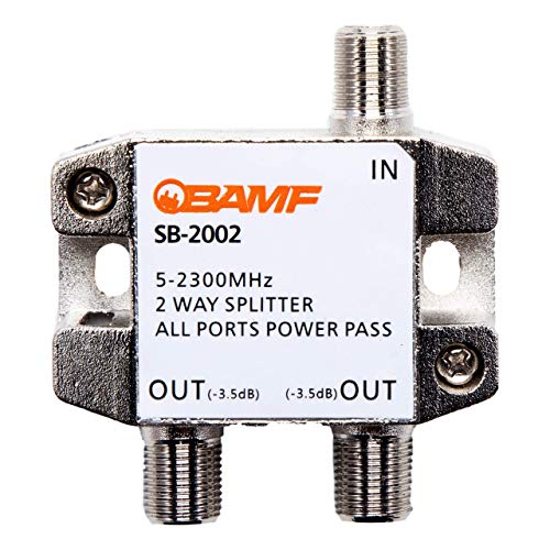 BAMF 2-Way Coax Cable Splitter, Bi-Directional MoCA 5-2300MHz High-Performance Splitter for TV, Internet, or Satellite
