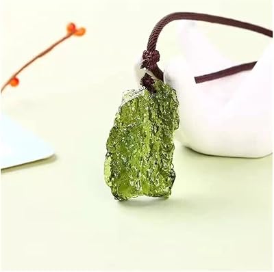 A Natural Moldavite Green aerolites Crystal Stone Pendant Energy apotropaic4g-5g pcs Free Rope Unique Necklace, 11223S1BOTTON
