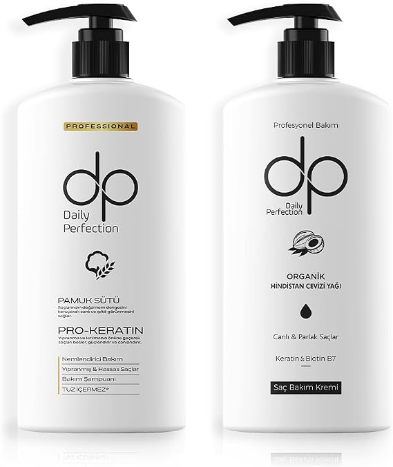 dp Daily Perfection , 1 Adet Pamuk Sütü Buğday Proteini Şampuan(800 Ml) 1 Adet Saç Kremi Hindistan Cevizi(500 Ml) Set
