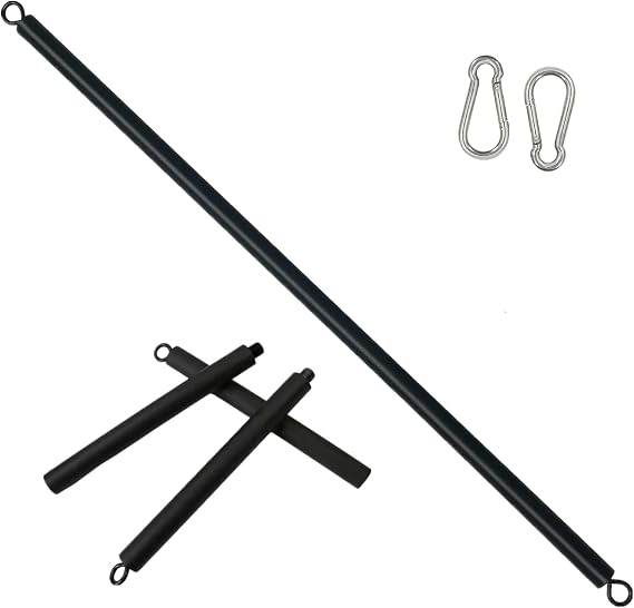 41Inch Resistance Band Bar for Full Body Workout, Portable Detachable Pilates, with 2 Carabineer Clips, Black