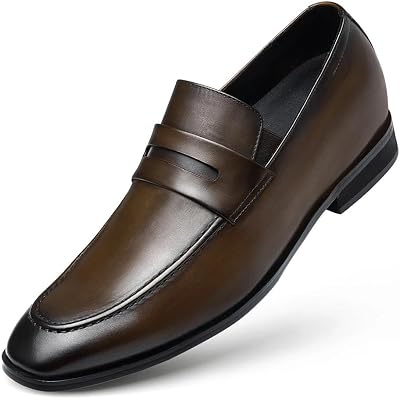 CHAMARIPA Mens Invisible Height Increasing Loafers | 2.76 Inch Elevator Shoes | Genuine Leather Lining | Slip-On for Business Casual & Formal Wear