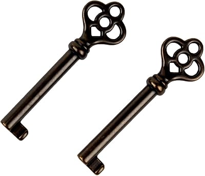 Hollow Barrel Skeleton Key KY-3AB for Cabinet Doors, Dresser Drawers, Grandfather Clocks,Vintage and Old Cabinet ect - 2 Pack Bronze