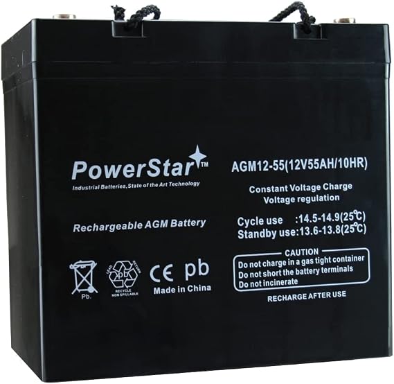 12 Volt (12V) 50 Amp (50Ah) VRLA AGM Sealed Lead Acid Battery 50 AMPS - NOW 55AH