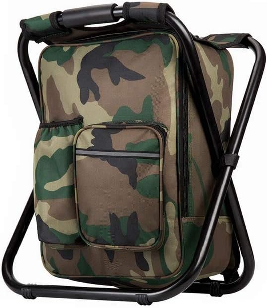 FCFKUK Bright starl Upgraded Large Size 3 in1 Multifunction Fishing Backpack Chair, Portable Hiking Camouflage Camping Stool, Folding Cooler Insulated Picnic Bag Backpack Stool