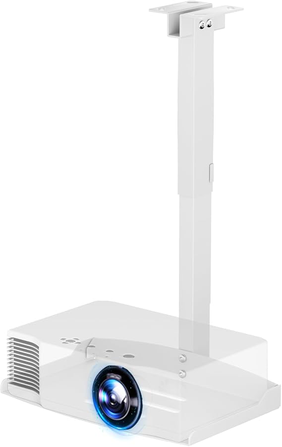 PUTORSEN Adjustable Projector Ceiling Mount, Universal Shelf, White