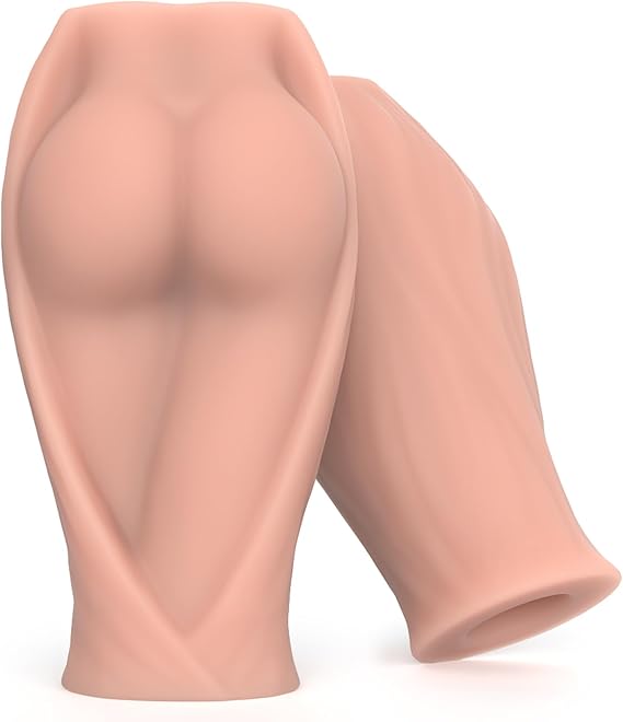 Male Stroker - Body-Safe Soft TPE, 3D Textured Sleeve with Snug Channel, Realistic Buttocks Design. Waterproof, Reusable & Easy to Clean, Pocket-Sized for Travel (Flesh)