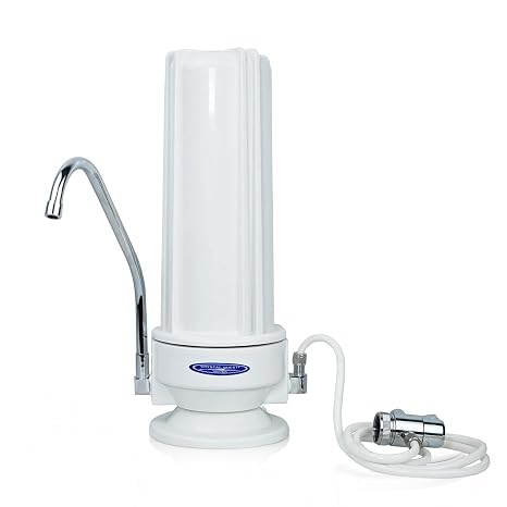 Fluoride Removal | SMART Single Cartridge Countertop Water Filter System | White (Polypropylene) | Crystal Quest
