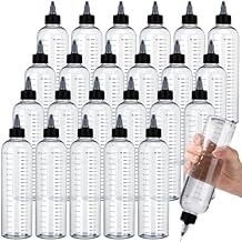 24 Pcs 16oz Plastic Squeeze Bottles Bulk Large Hair Oil Dye Applicator Plastic Dispensing Bottle Empty Squeeze Graduated with Twist Top Cap Clear Measurement for Scale Liquids Inks Sauces