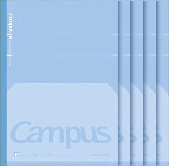 KOKUYO Campus Composition Kimochii Notebook, 5 Pack Feels Flat Semi-B5 Comp Book, Blue, Dot B 6mm Ruled, 30 Sheets School Lined Journal Notebook for Work Study Note Taking. Japan Import (NO-FL3CBT-B)