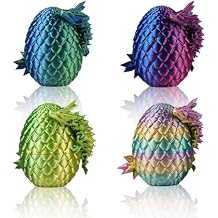 4PCS 3D Printed Dragon Eggs Set Small 3D Printing Crystal Articulated Dragons in Surprise Eggs Unique Desktop Decoration & Collectible 3D Printed Animals Fidget Toys Gift for Kids & Adults