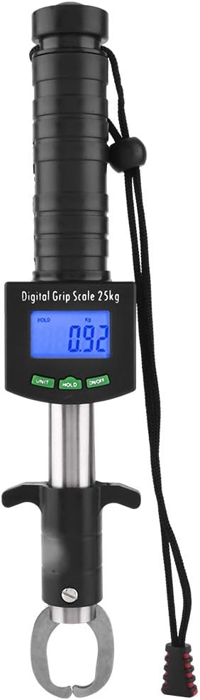 PerGar Digital Fish Grip Scale, Fish Weigher, 3 in 1 Digital Fish Grip Scale, 25kg/55lb Fish Lip Gripper Grabber, Fish Scales Digital Weight Lip Gripper