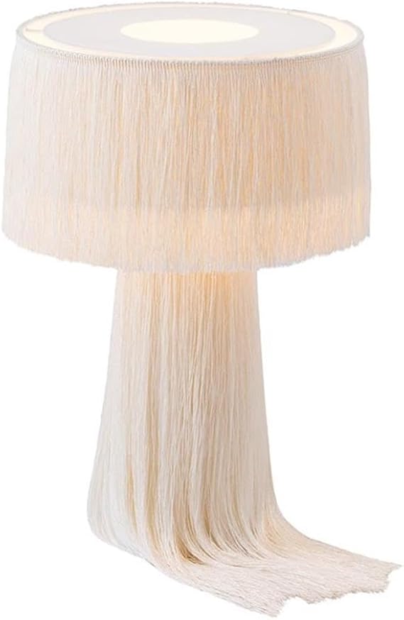Tov Furniture Atolla Cotton Tasseled and Textured Table Lamp (Cream)