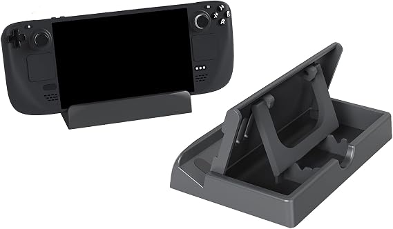Stand Base for Valve Steam Deck Dock Accessories PC Console Game Handheld Gaming Holder Mount Bracket Black (3-Level Adjustable Angel)