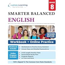 SBAC Test Prep: Grade 8 English Language Arts Literacy (ELA) Common Core Practice Book -length Online Assessments: Smarter Balanced Study Guide (SBAC by Lumos Learning)