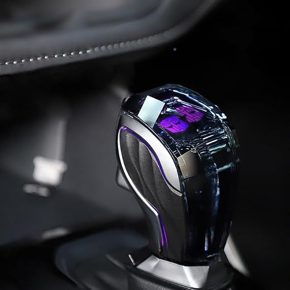 Touch Activated Color Changing LED Crystal Auto Shift Knob with Lock Button Auto Gear Shift Knob with Button Shifter Head Universal