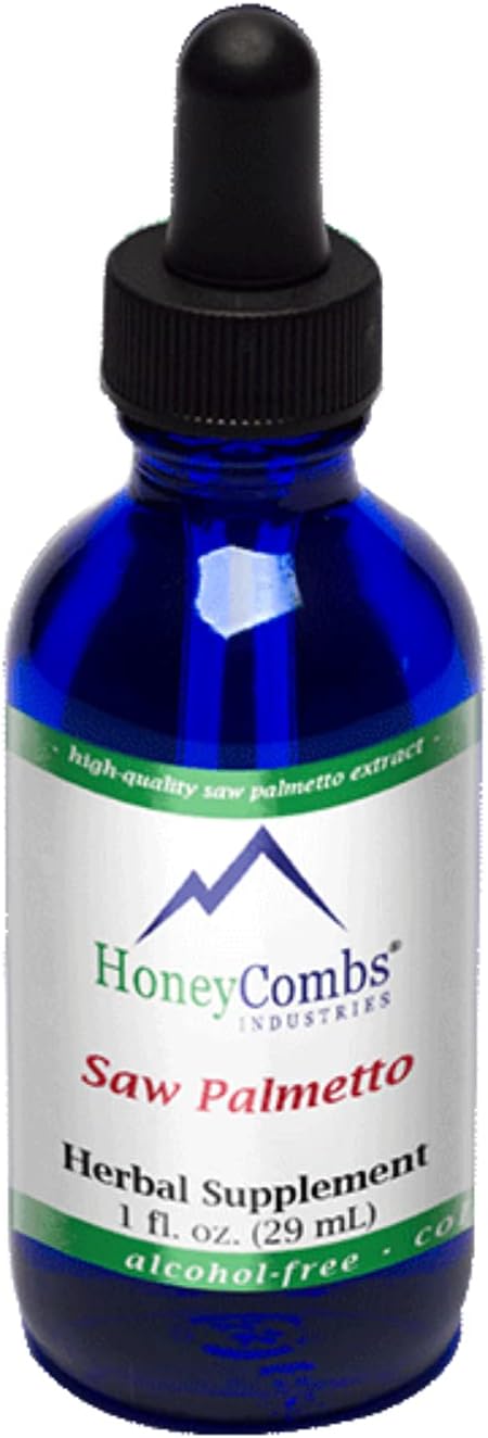 HoneyCombs Saw Palmetto Berry Extract Liquid, Made in The USA, 30 Servings per Container Prostate & Mens Wellness Support Fast-Absorbing Herbal